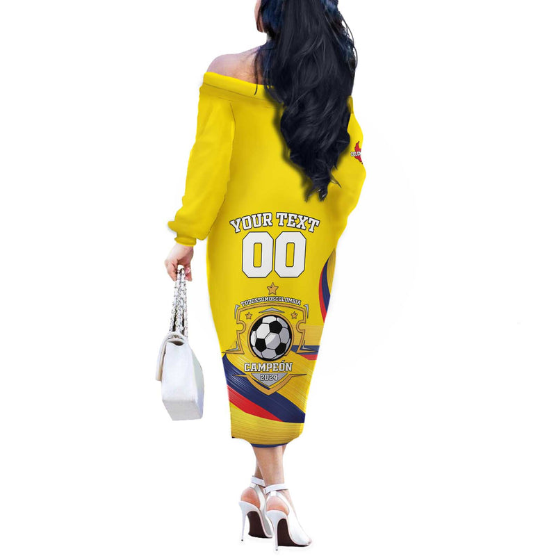 Custom Colombia Football Go Champions Unique Style Off The Shoulder Long Sleeve Dress
