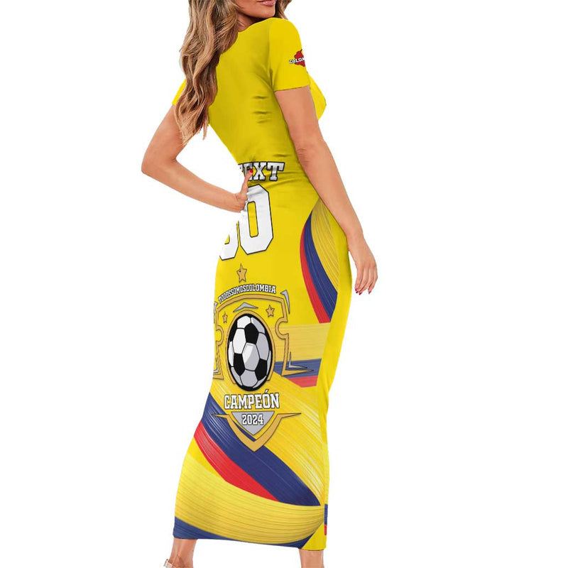Custom Colombia Football Go Champions Unique Style Short Sleeve Bodycon Dress