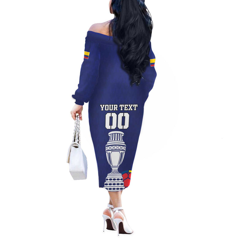 Custom Colombia Football 2024 Copa America Off The Shoulder Long Sleeve Dress