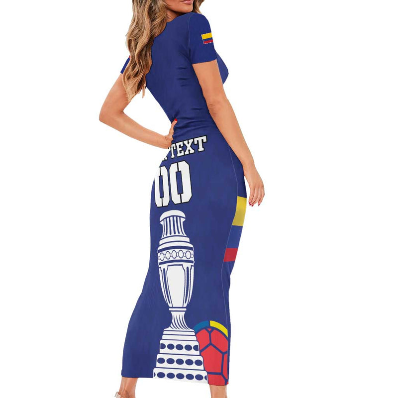 Custom Colombia Football 2024 Copa America Short Sleeve Bodycon Dress
