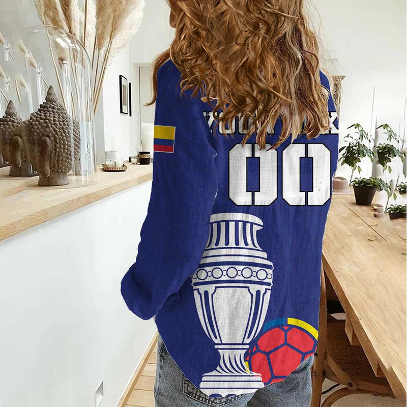 Custom Colombia Football 2024 Copa America Women Casual Shirt