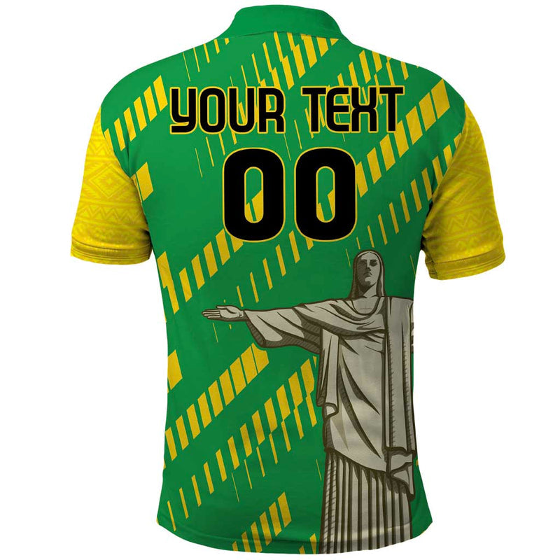 Custom Brazil Happy Independence Day Cristo Redentor Flag Style Polo Shirt