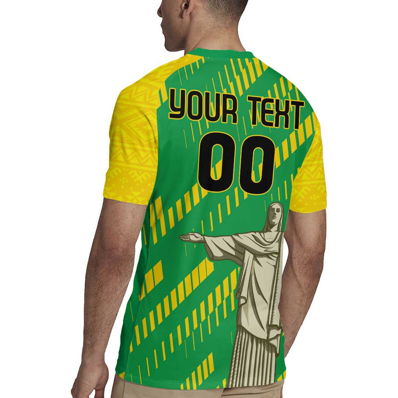 Custom Brazil Happy Independence Day Cristo Redentor Flag Style Rugby Jersey