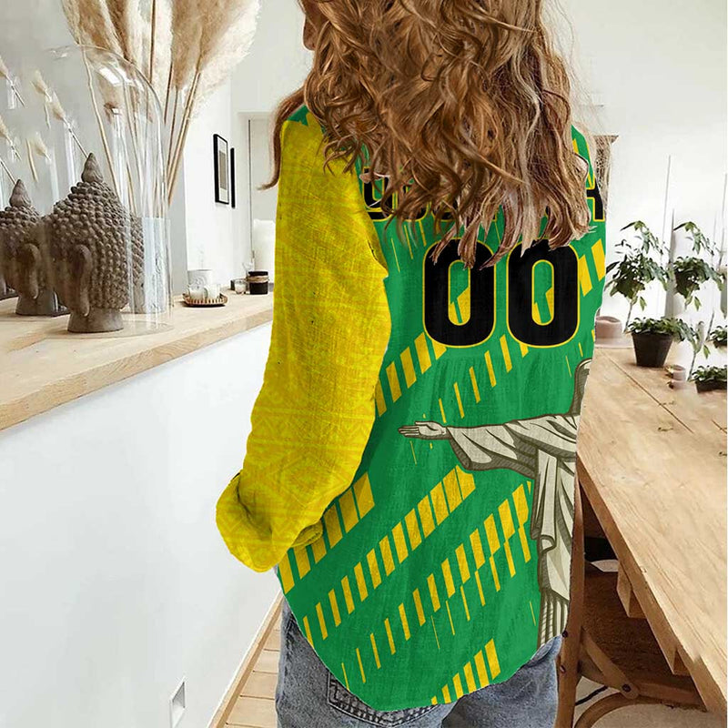 Custom Brazil Happy Independence Day Cristo Redentor Flag Style Women Casual Shirt