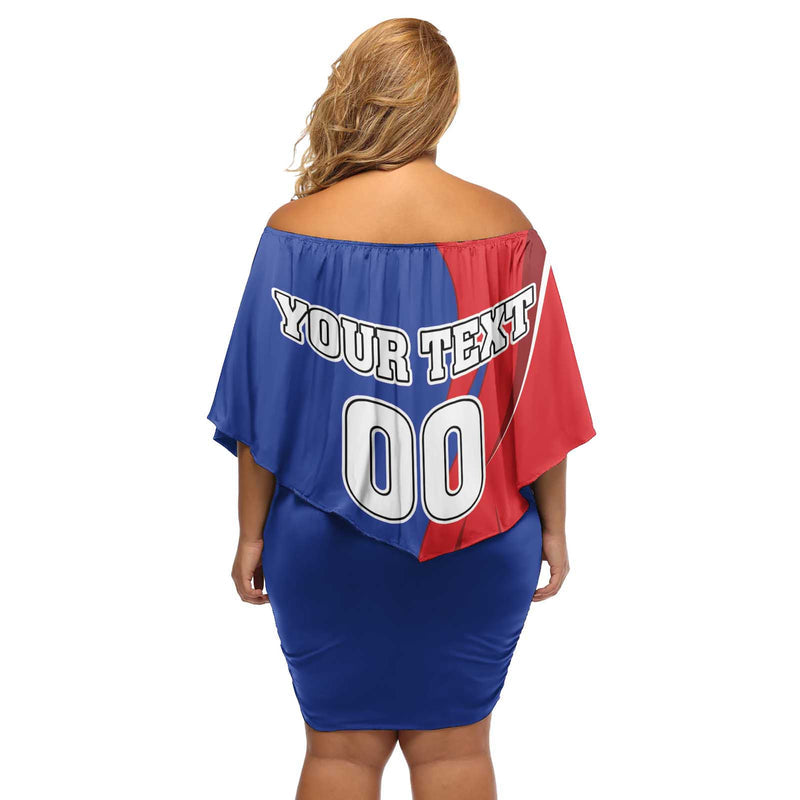 Custom Chile Independence Day Lapageria Flower With Coat Of Arms Off Shoulder Short Dress