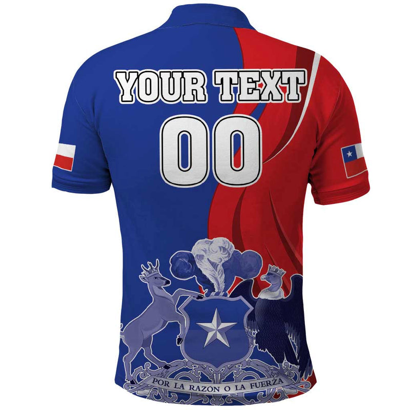 Custom Chile Independence Day Lapageria Flower With Coat Of Arms Polo Shirt