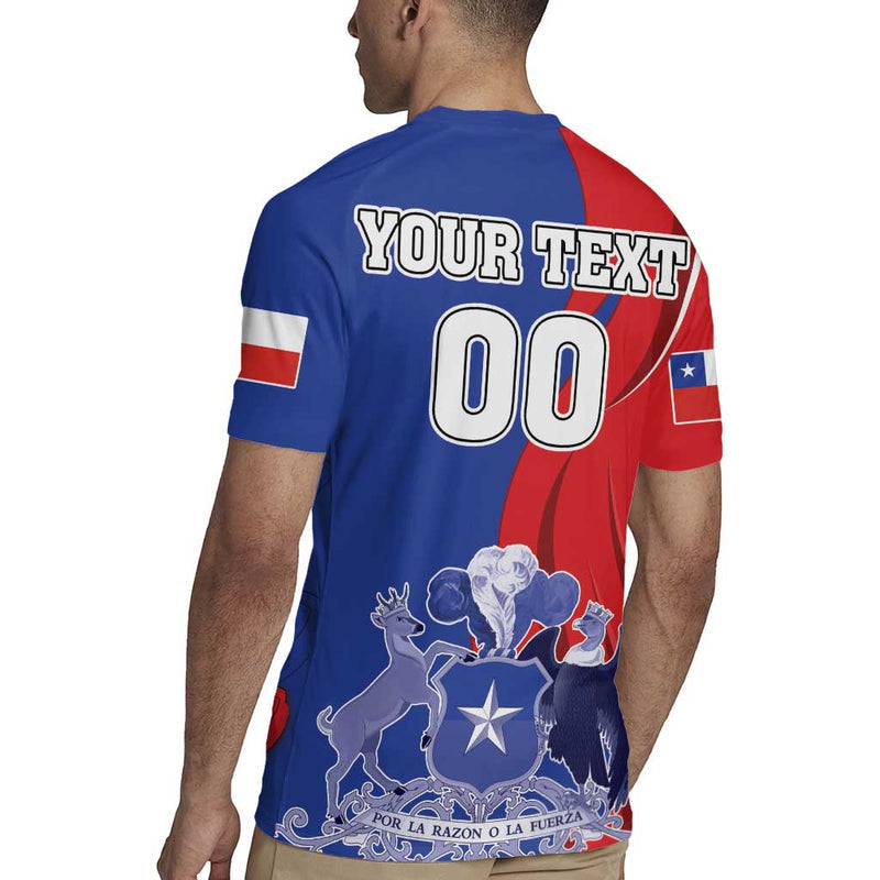 Custom Chile Independence Day Lapageria Flower With Coat Of Arms Rugby Jersey