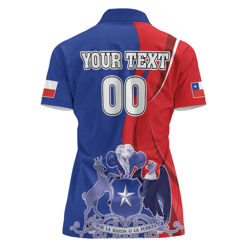 Custom Chile Independence Day Lapageria Flower With Coat Of Arms Women Polo Shirt