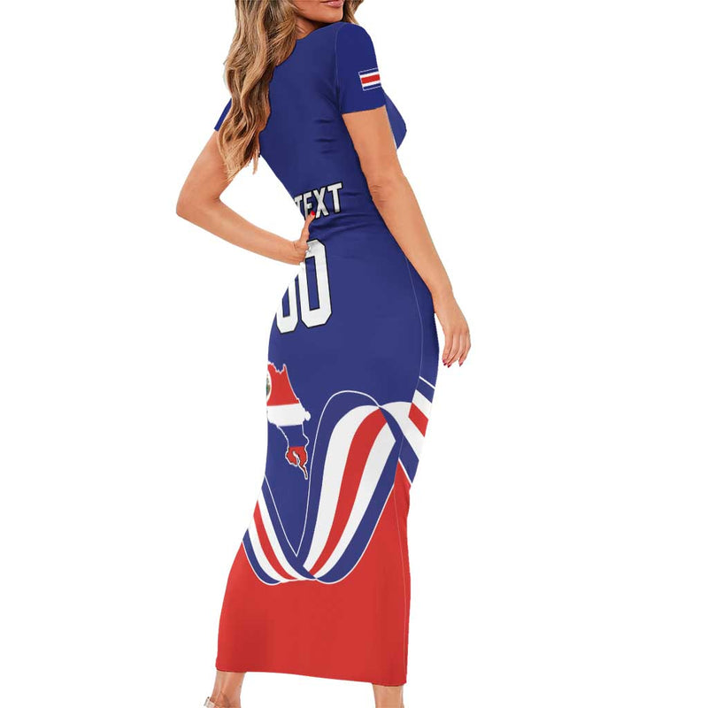 Custom Costa Rica Independence Day Turdus Grayi Bird With Coat Of Arms Short Sleeve Bodycon Dress
