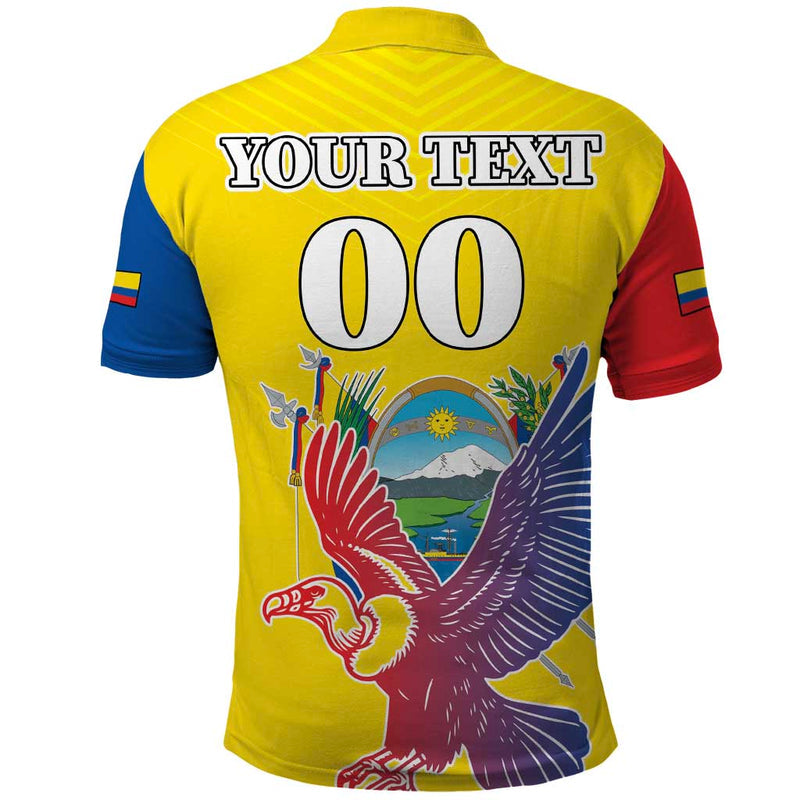 Custom Ecuador Independence Day Andean Condor With Coat Of Arms Polo Shirt