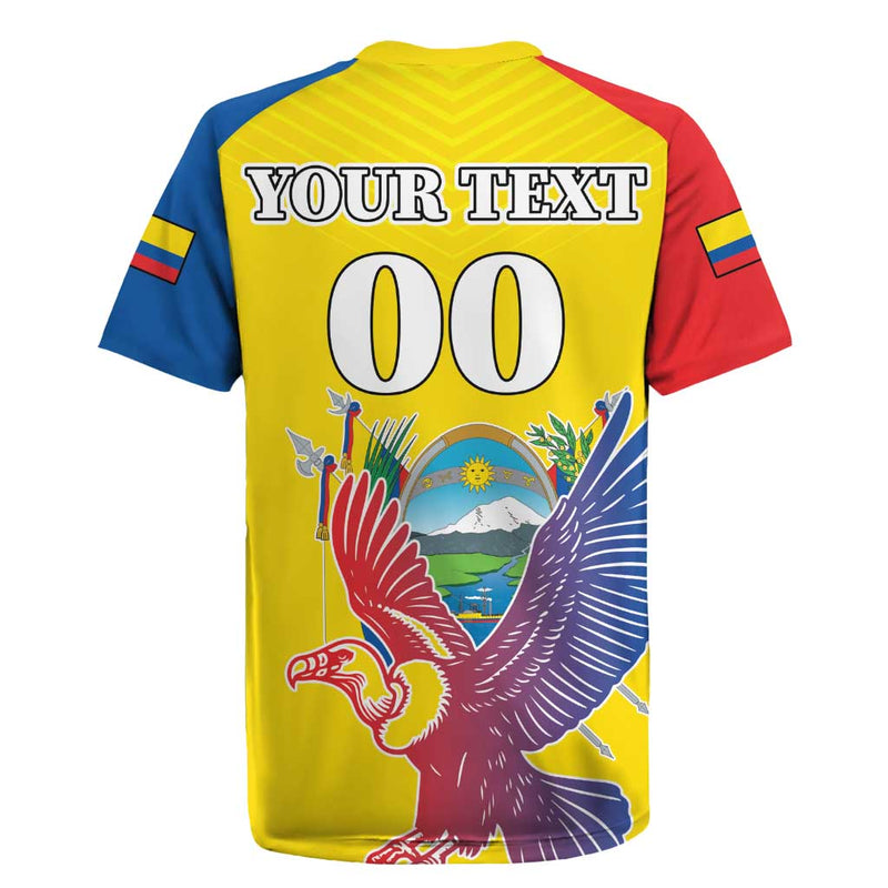 Custom Ecuador Independence Day Andean Condor With Coat Of Arms Rugby Jersey