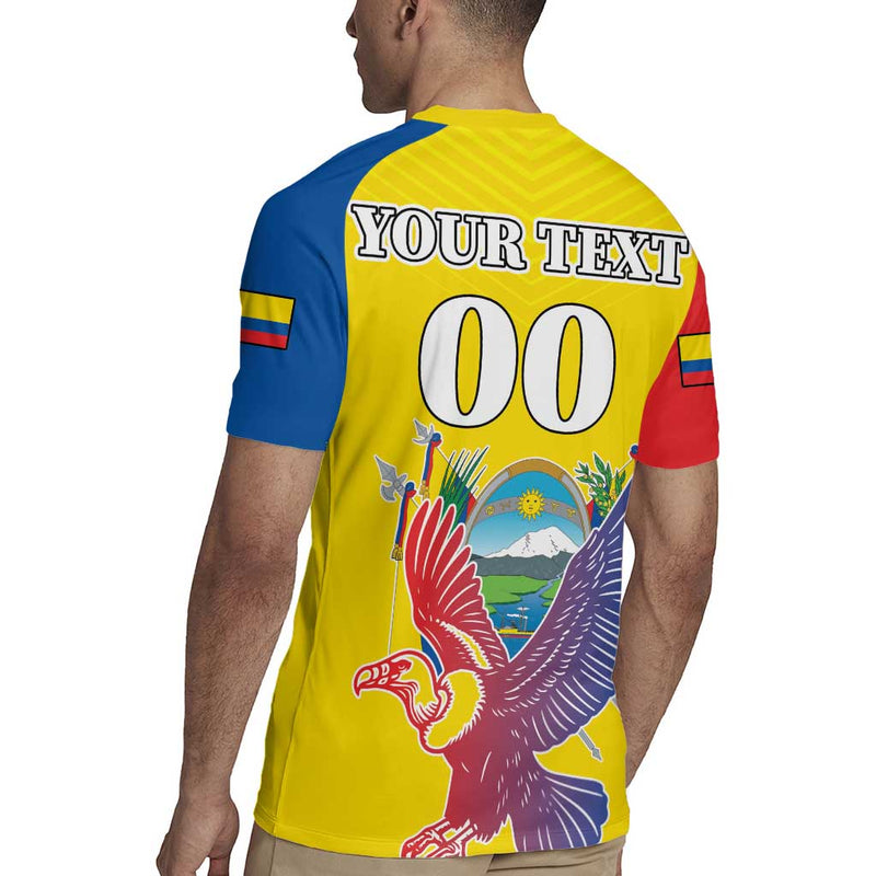 Custom Ecuador Independence Day Andean Condor With Coat Of Arms Rugby Jersey