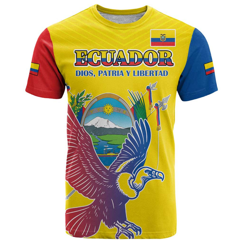 Custom Ecuador Independence Day Andean Condor With Coat Of Arms T Shirt