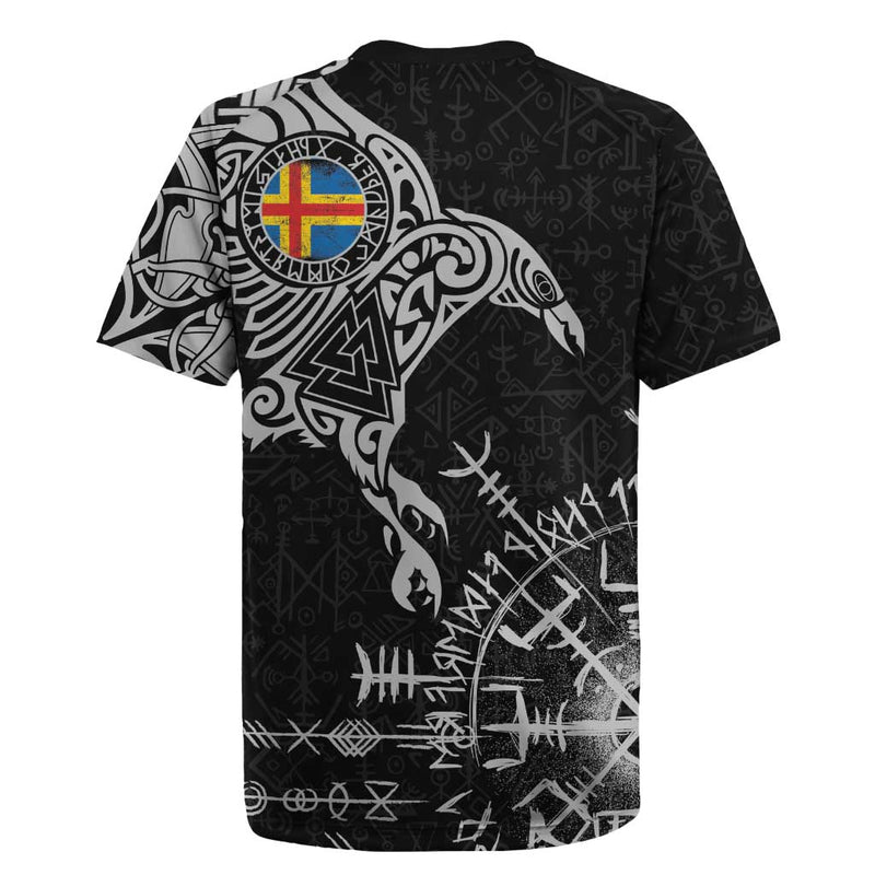 Aland Viking Ravens Vegvisir Runes Pattern Rugby Jersey