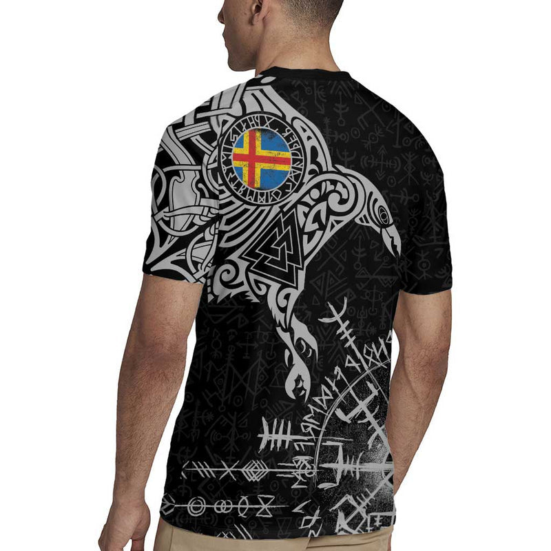 Aland Viking Ravens Vegvisir Runes Pattern Rugby Jersey