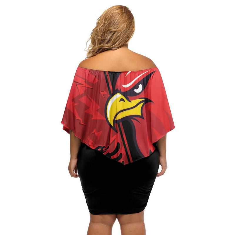 Albania Eagle National Emblem Grunge Pattern Off Shoulder Short Dress