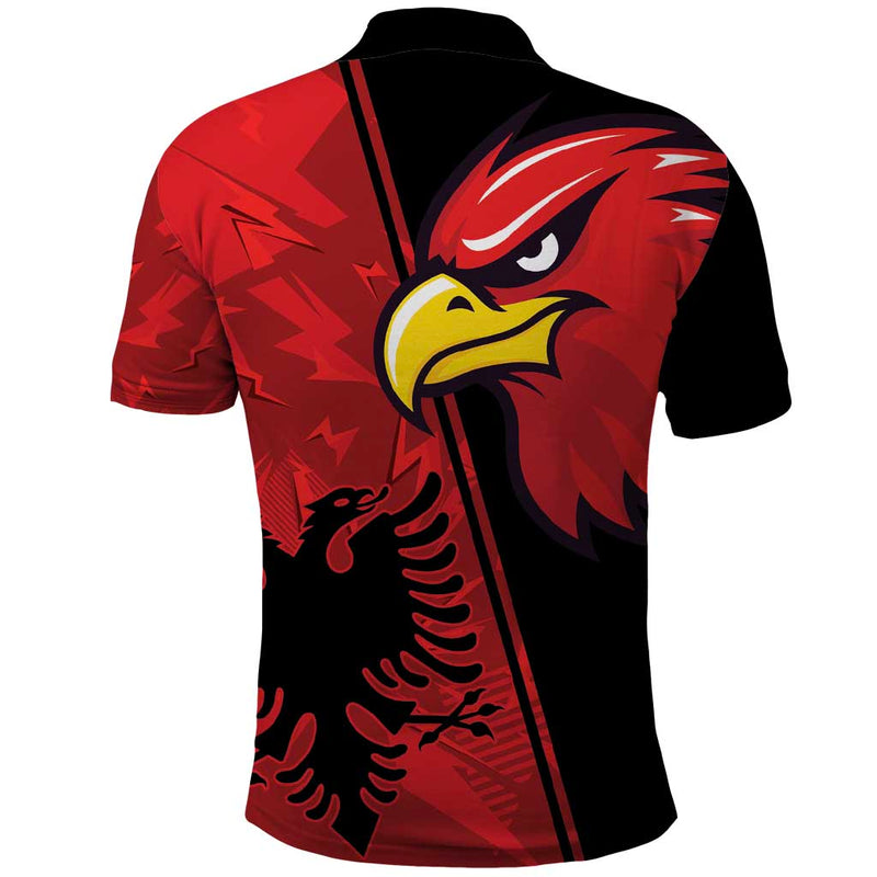 Albania Eagle National Emblem Grunge Pattern Polo Shirt