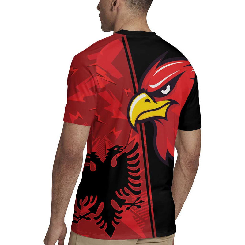 Albania Eagle National Emblem Grunge Pattern Rugby Jersey