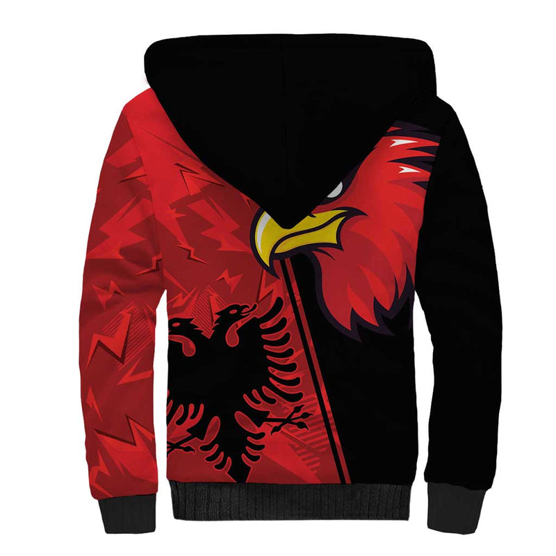 Albania Eagle National Emblem Grunge Pattern Sherpa Hoodie