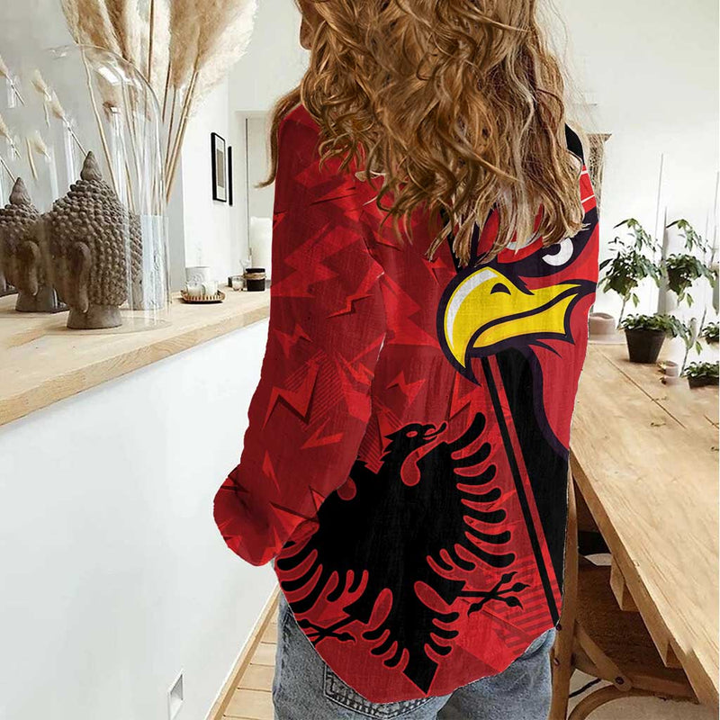 Albania Eagle National Emblem Grunge Pattern Women Casual Shirt