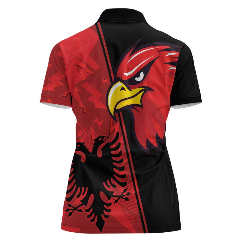 Albania Eagle National Emblem Grunge Pattern Women Polo Shirt