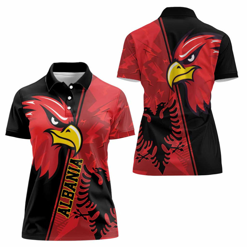 Albania Eagle National Emblem Grunge Pattern Women Polo Shirt