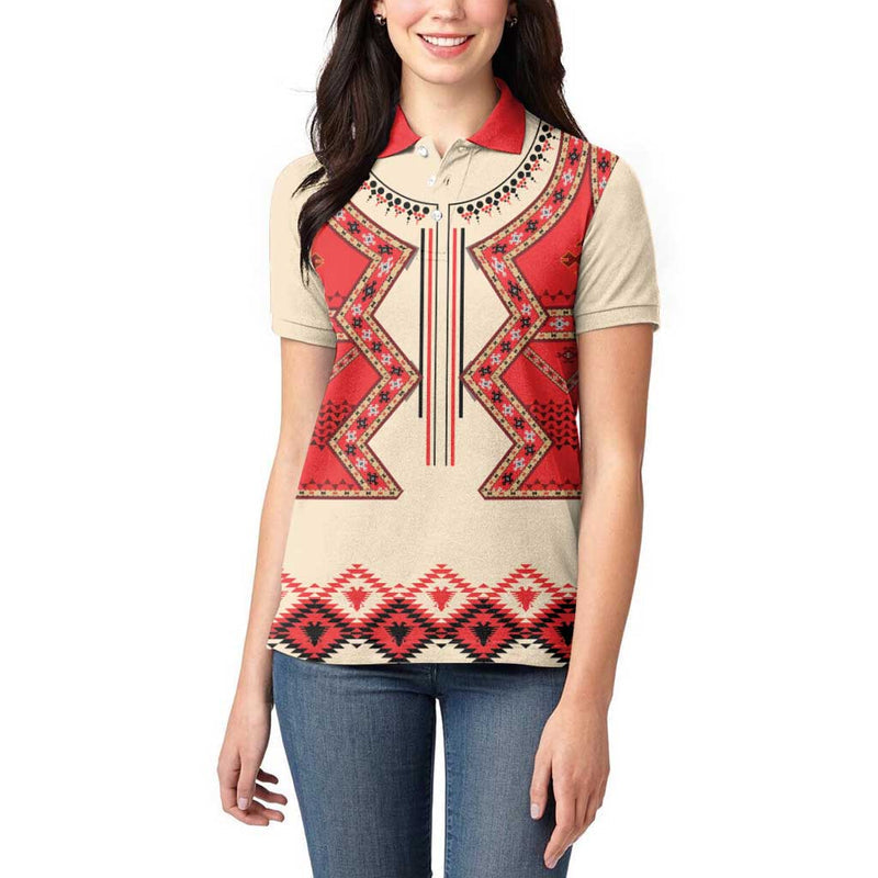 Folk Albanian Patterns Eagle Women Polo Shirt