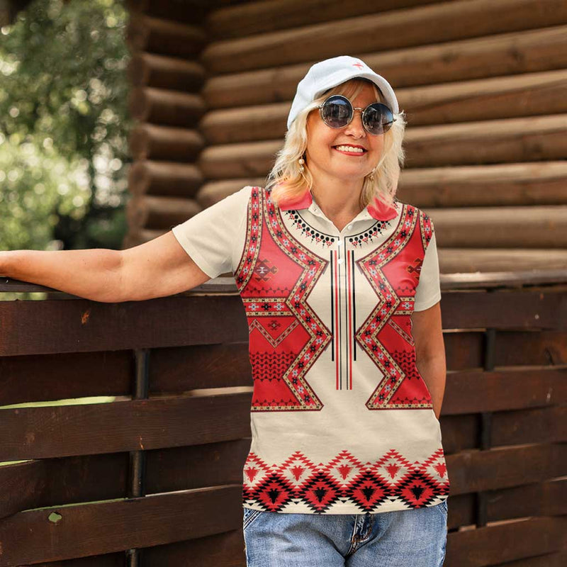 Folk Albanian Patterns Eagle Women Polo Shirt