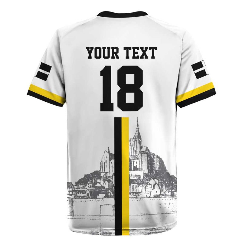 Custom Cornwall Football Mont Saint Michel Rugby Jersey