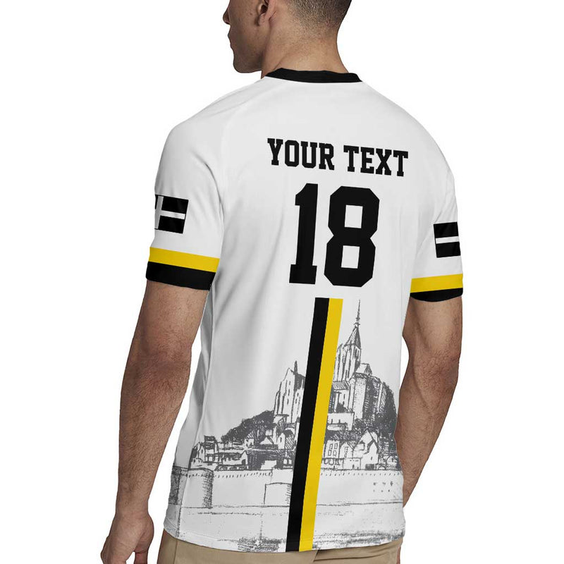 Custom Cornwall Football Mont Saint Michel Rugby Jersey