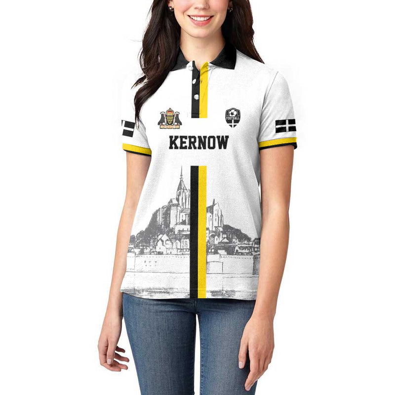 Custom Cornwall Football Mont Saint Michel Women Polo Shirt