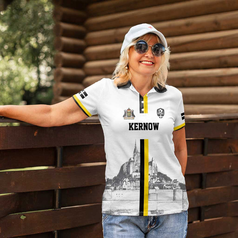 Custom Cornwall Football Mont Saint Michel Women Polo Shirt
