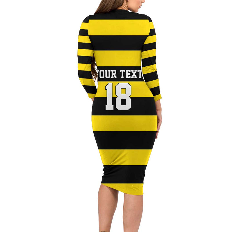 Custom Cornwall Rugby One And All Long Sleeve Bodycon Dress