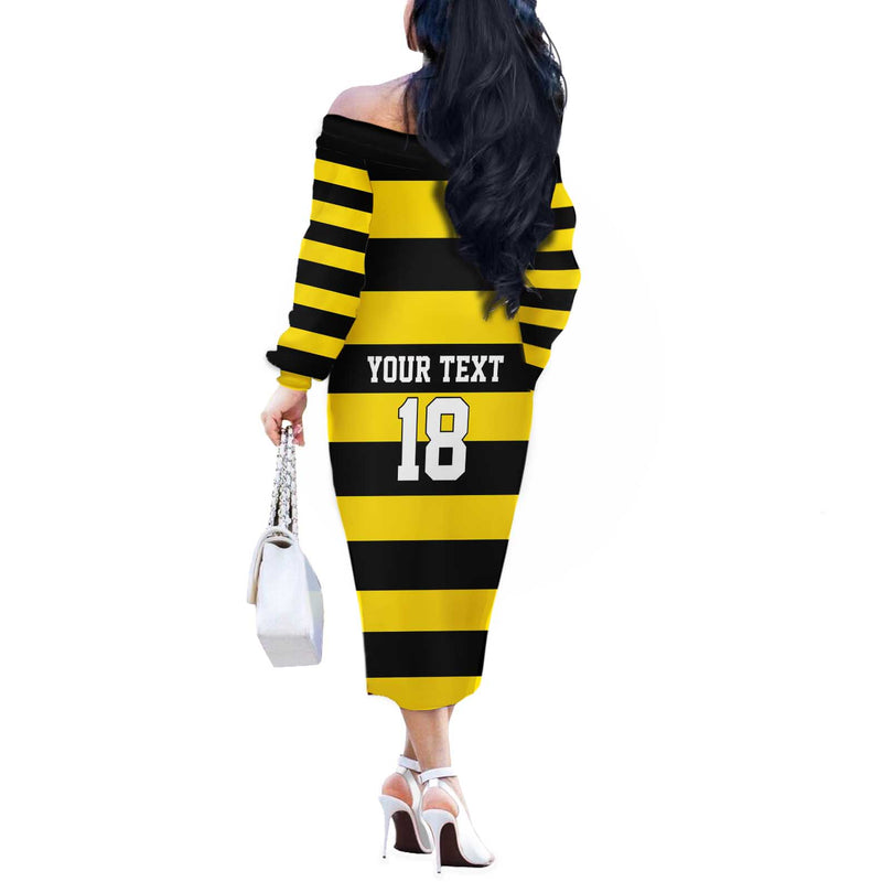 Custom Cornwall Rugby One And All Off The Shoulder Long Sleeve Dress
