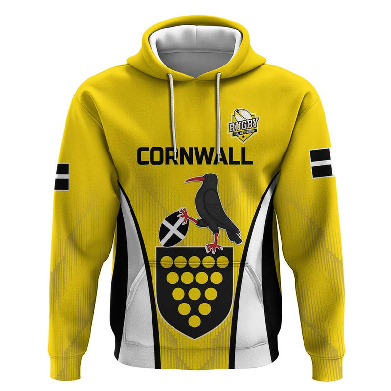 Custom Cornwall Rugby Hoodie Cornish Chough Go Champion
