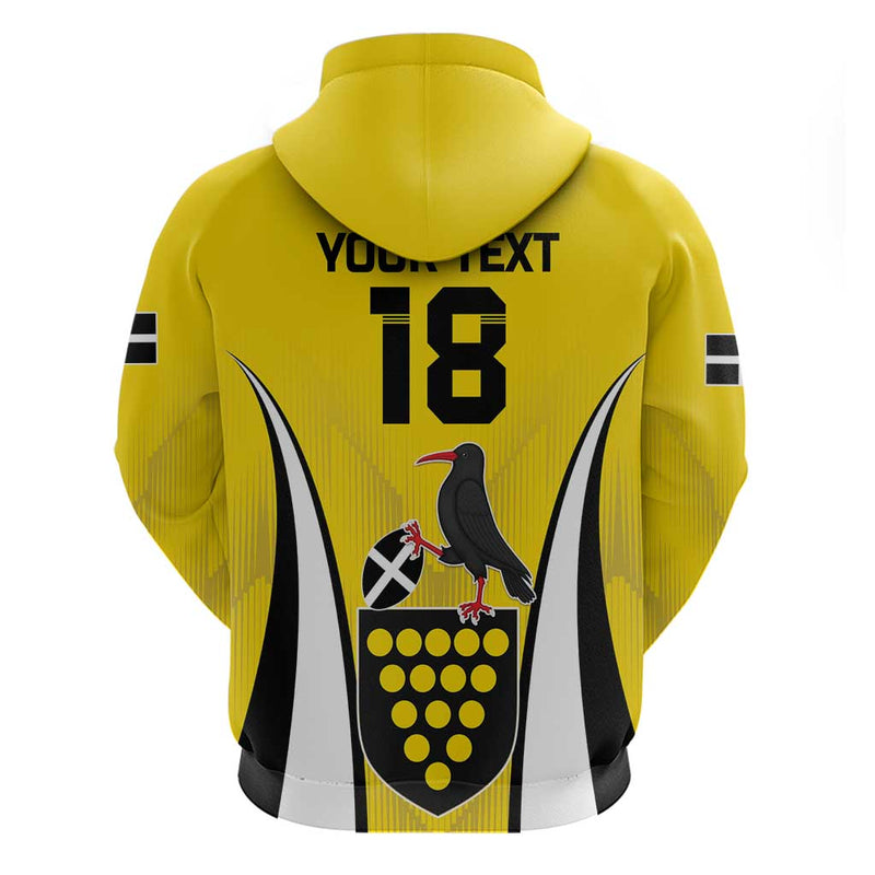 Custom Cornwall Rugby Hoodie Cornish Chough Go Champion