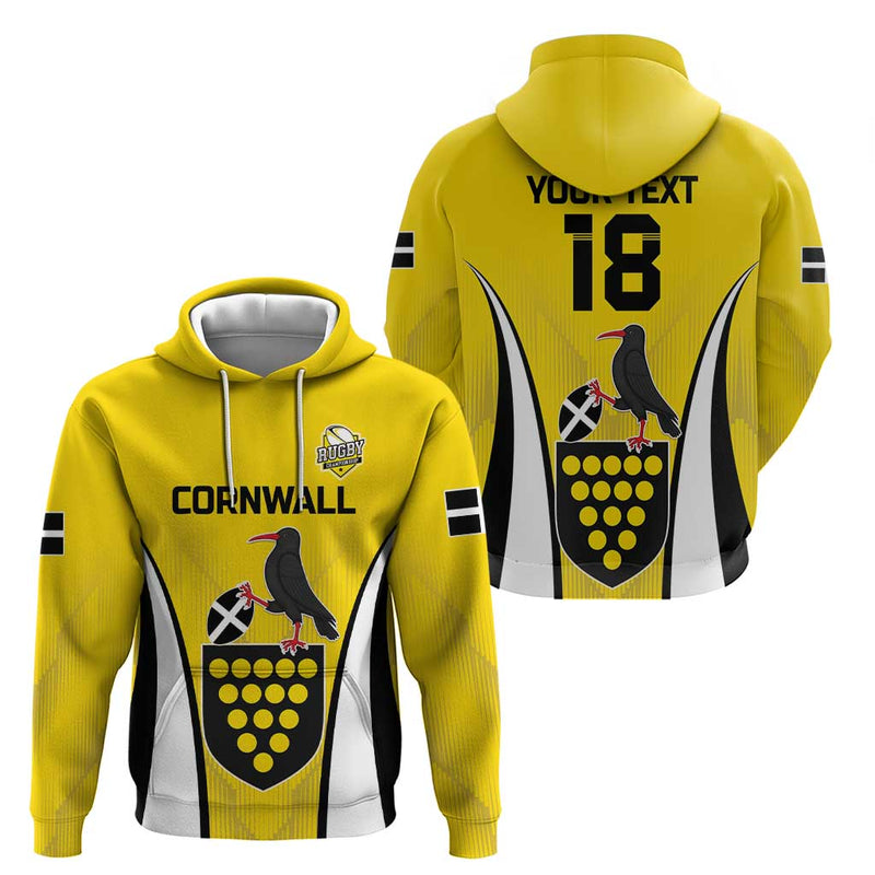 Custom Cornwall Rugby Hoodie Cornish Chough Go Champion