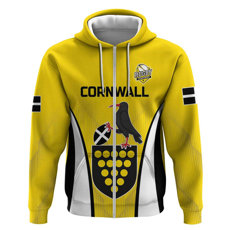 Custom Cornwall Rugby Hoodie Cornish Chough Go Champion