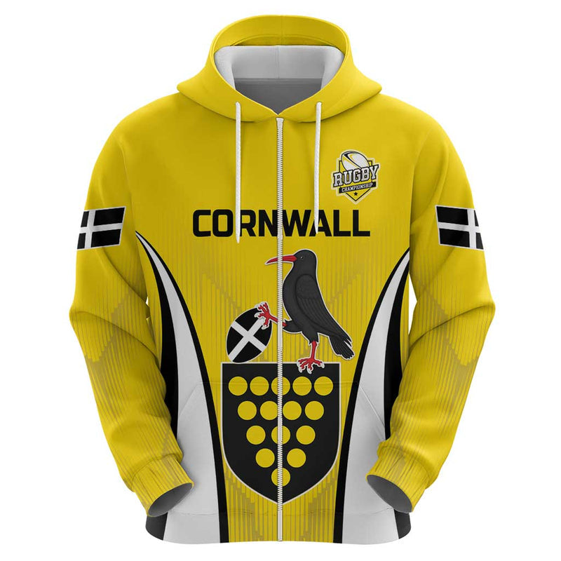Custom Cornwall Rugby Hoodie Cornish Chough Go Champion