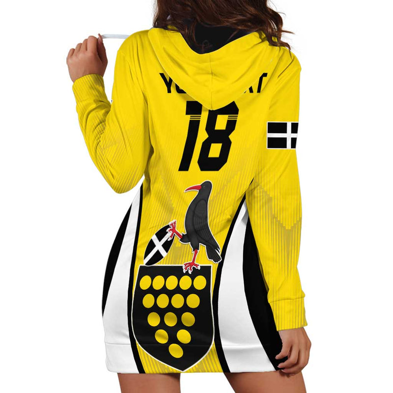 Custom Cornwall Rugby Cornish Chough Go Champion Hoodie Dress