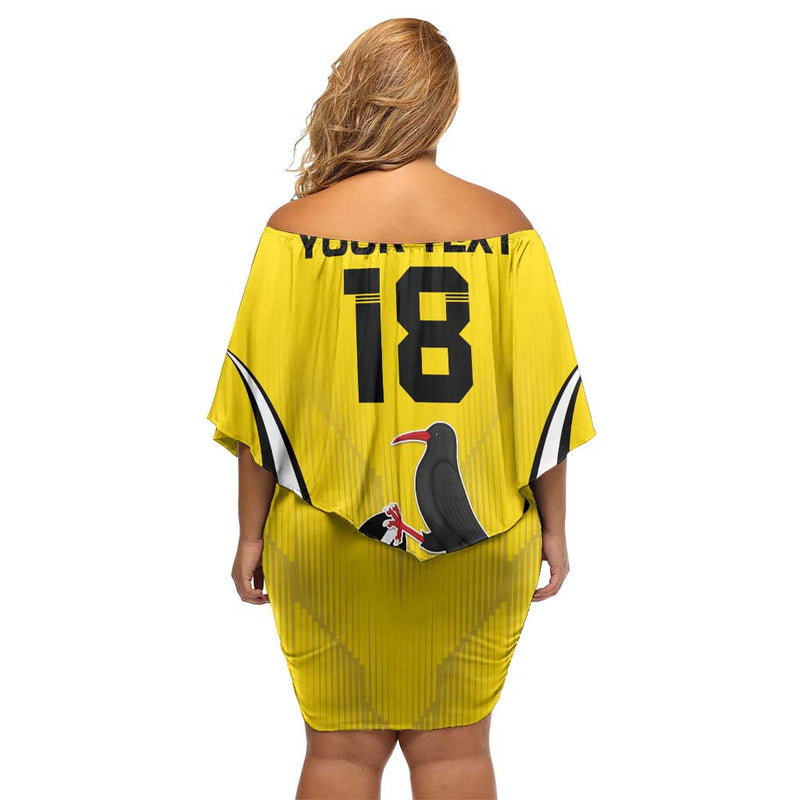 Custom Cornwall Rugby Cornish Chough Go Champion Off Shoulder Short Dress