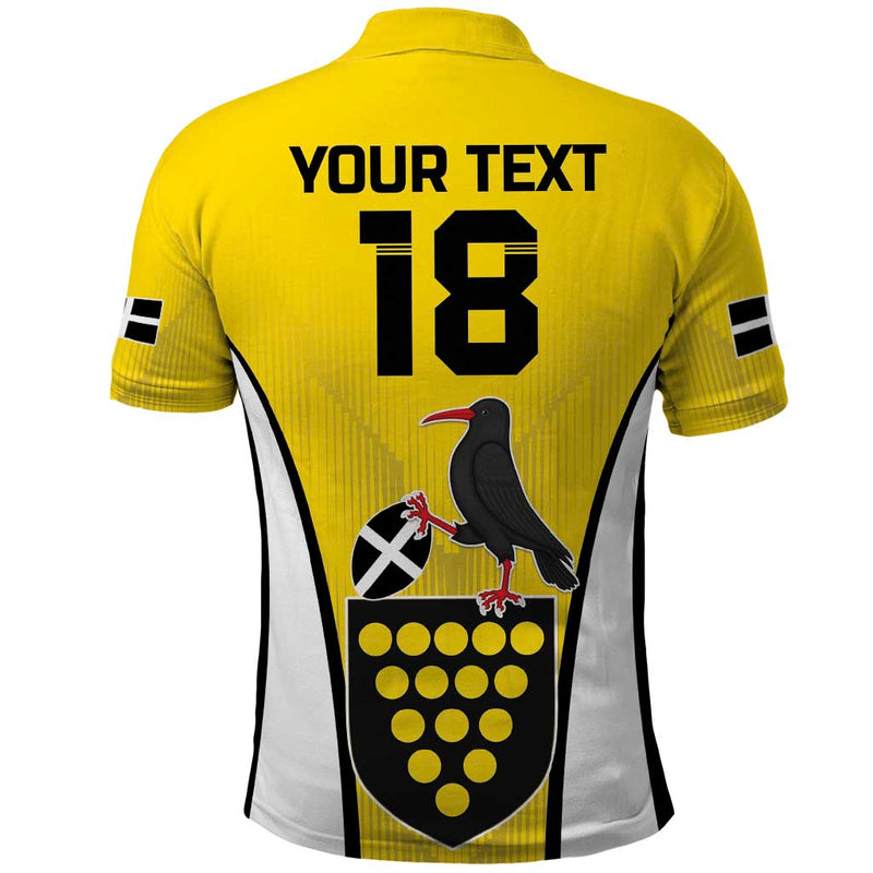 Custom Cornwall Rugby Polo Shirt Cornish Chough Go Champion