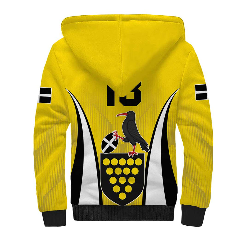Custom Cornwall Rugby Sherpa Hoodie Cornish Chough Go Champion