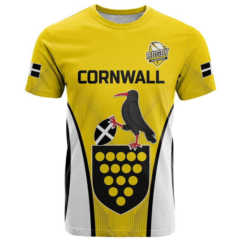 Custom Cornwall Rugby T Shirt Cornish Chough Go Champion