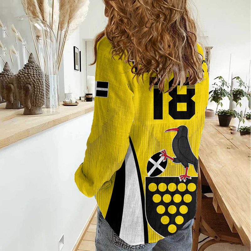 Custom Cornwall Rugby Women Casual Shirt Cornish Chough Go Champion