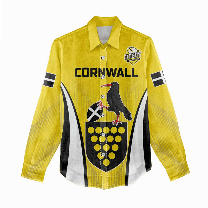 Custom Cornwall Rugby Women Casual Shirt Cornish Chough Go Champion