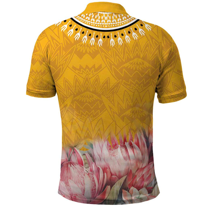 Africa Dashiki King Protea Floral Motif Patterns Polo Shirt
