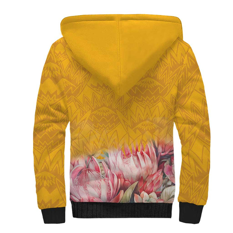 Africa Dashiki King Protea Floral Motif Patterns Sherpa Hoodie