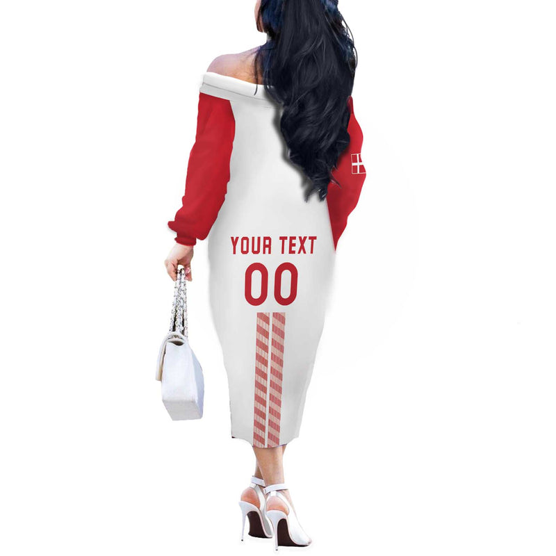 Custom Denmark Football Danish Dynamite White Version Off The Shoulder Long Sleeve Dress