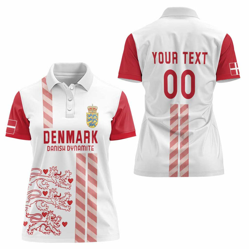 Custom Denmark Football Danish Dynamite White Version Women Polo Shirt